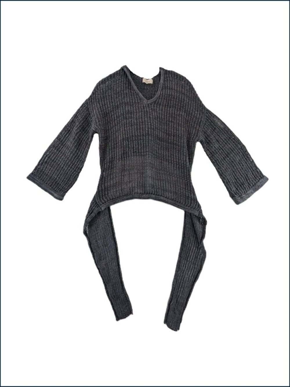 Elan Sweater Womens Size Medium Open Knit Hood Gray Back Tie Resort Boho Beachy